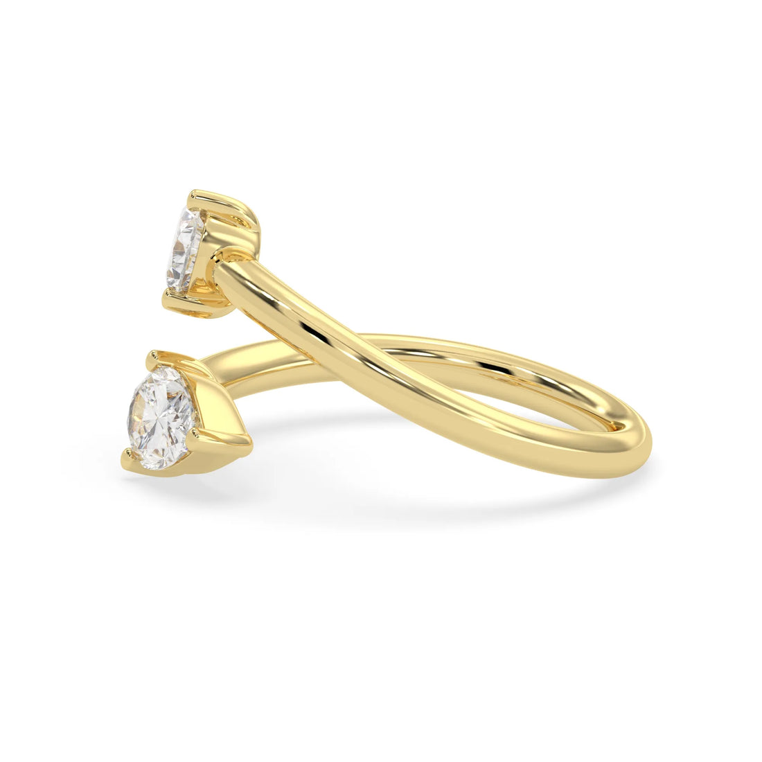 OctaPearl Pear Two Stone Lab Grown Diamond Open Gap Bypass Ring