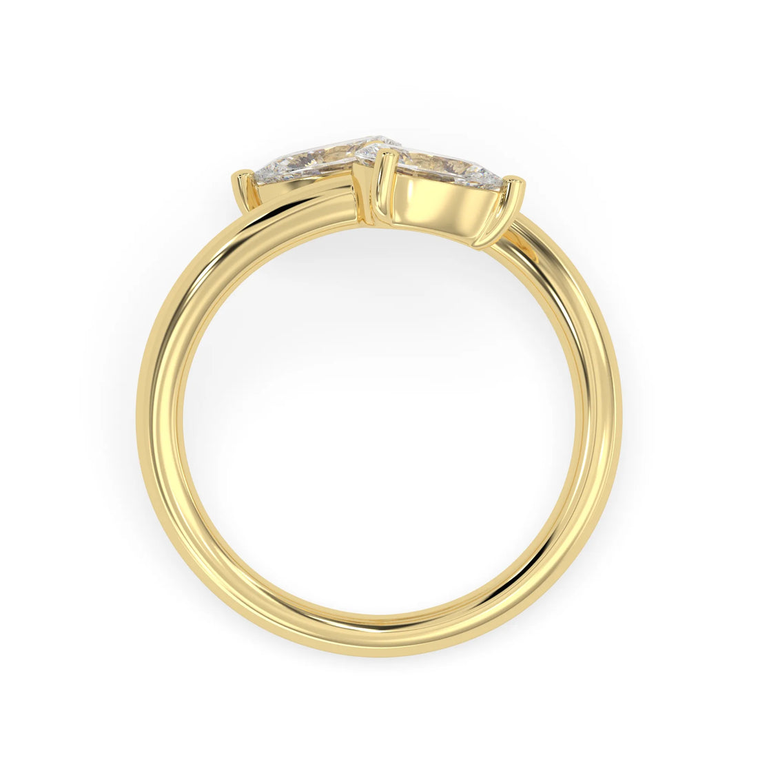 OctaPearl Pear Two Stone Lab Grown Diamond Open Gap Bypass Ring