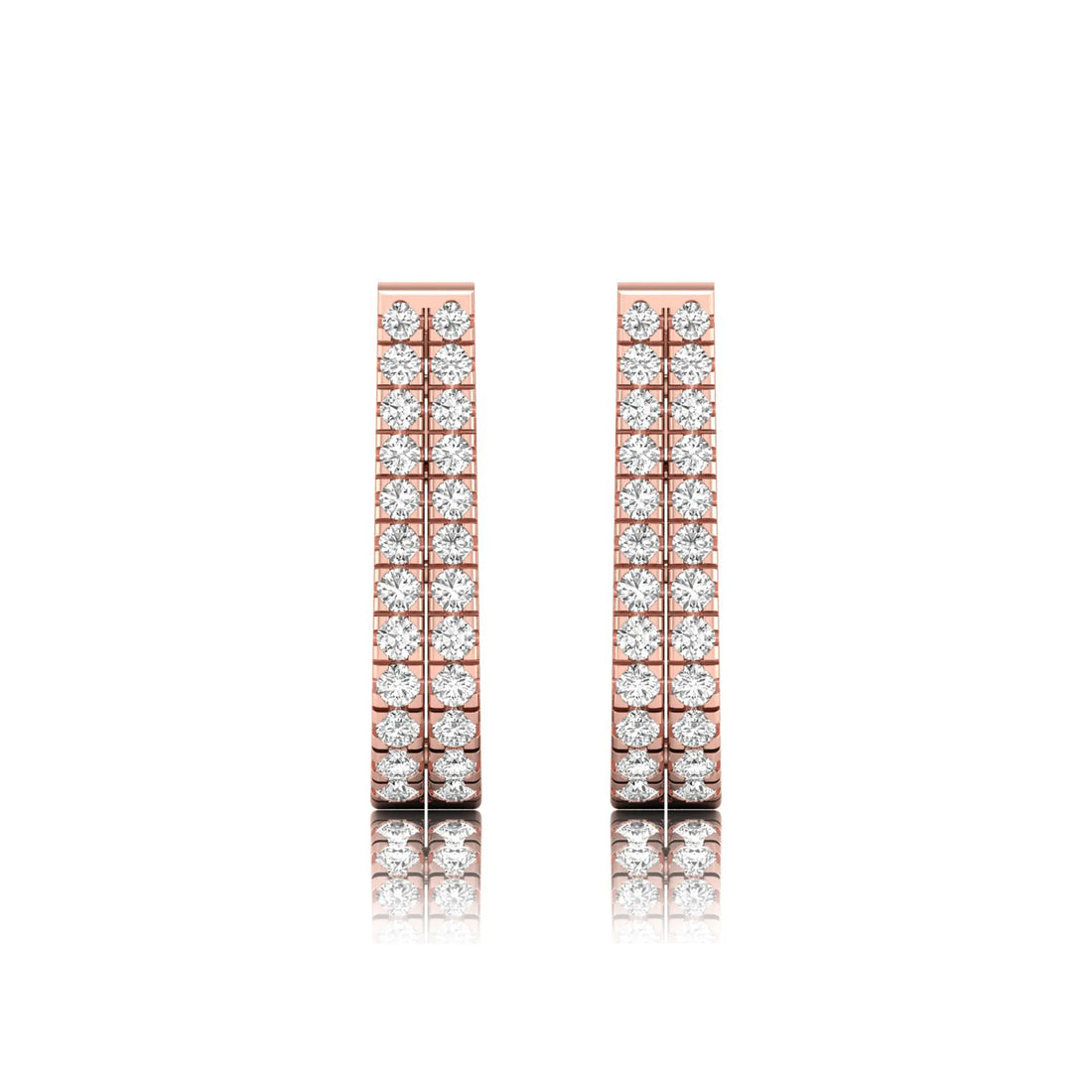 OctaPearl Double Row Round Lab Grown Diamond Huggie Hoop Earrings