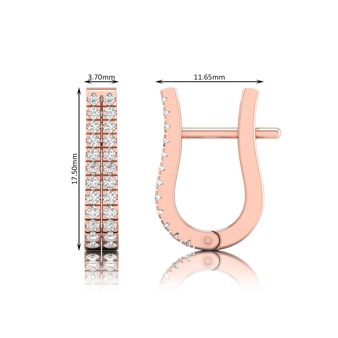 OctaPearl Double Row Round Lab Grown Diamond Huggie Hoop Earrings
