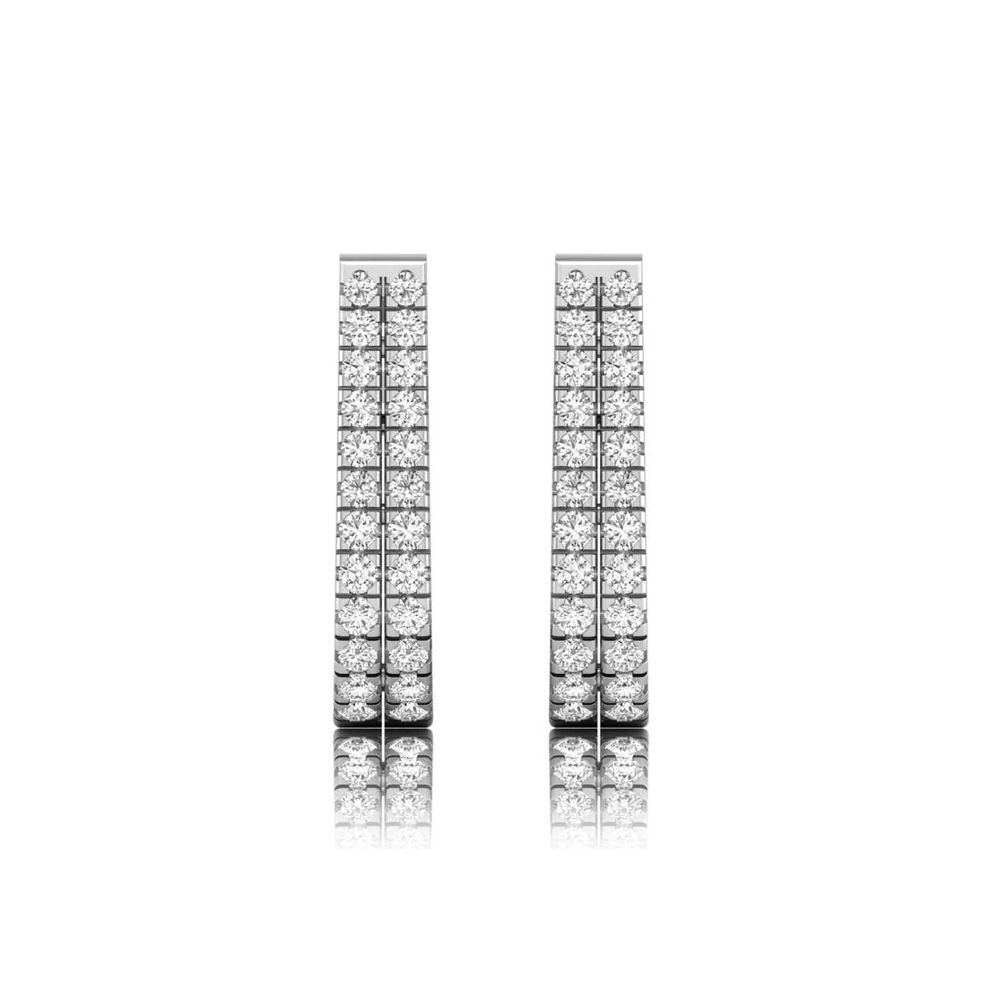OctaPearl Double Row Round Lab Grown Diamond Huggie Hoop Earrings