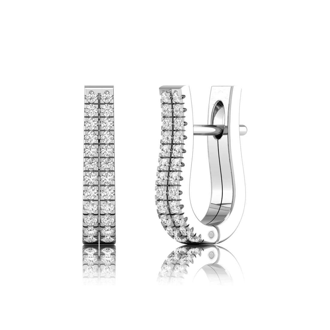 OctaPearl Double Row Round Lab Grown Diamond Huggie Hoop Earrings