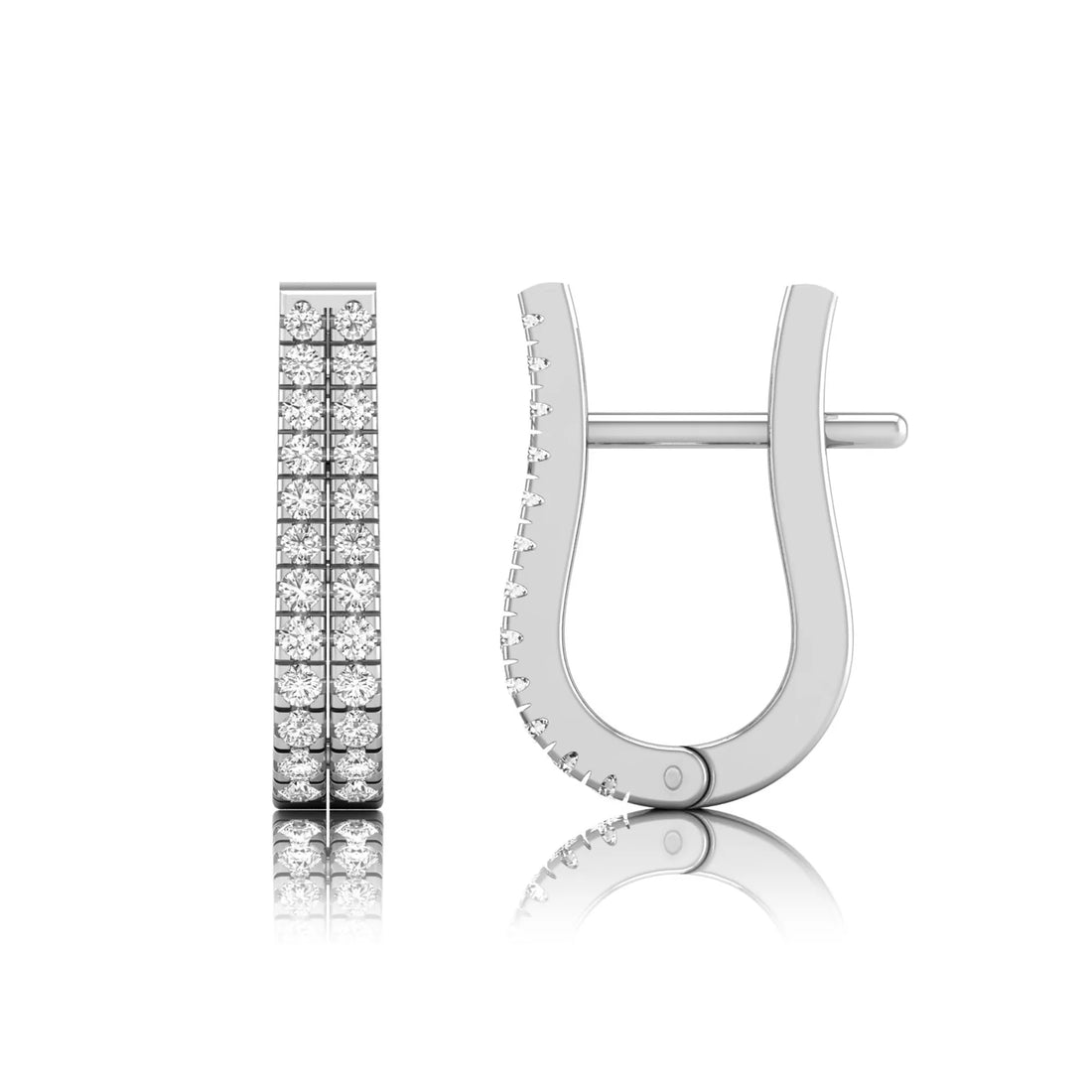 OctaPearl Double Row Round Lab Grown Diamond Huggie Hoop Earrings