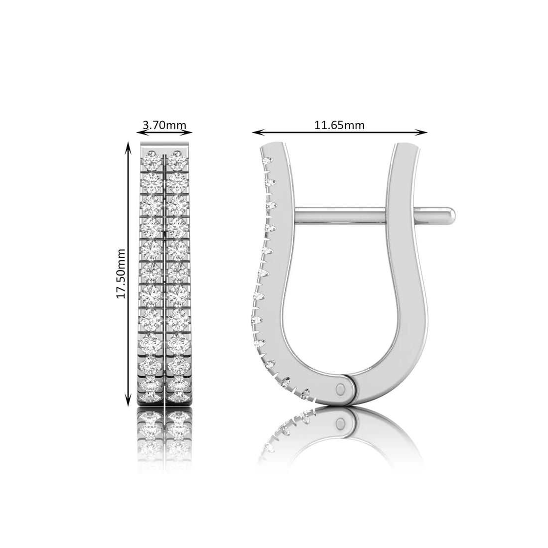 OctaPearl Double Row Round Lab Grown Diamond Huggie Hoop Earrings