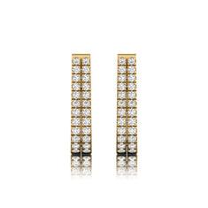 OctaPearl Double Row Round Lab Grown Diamond Huggie Hoop Earrings - alternate view