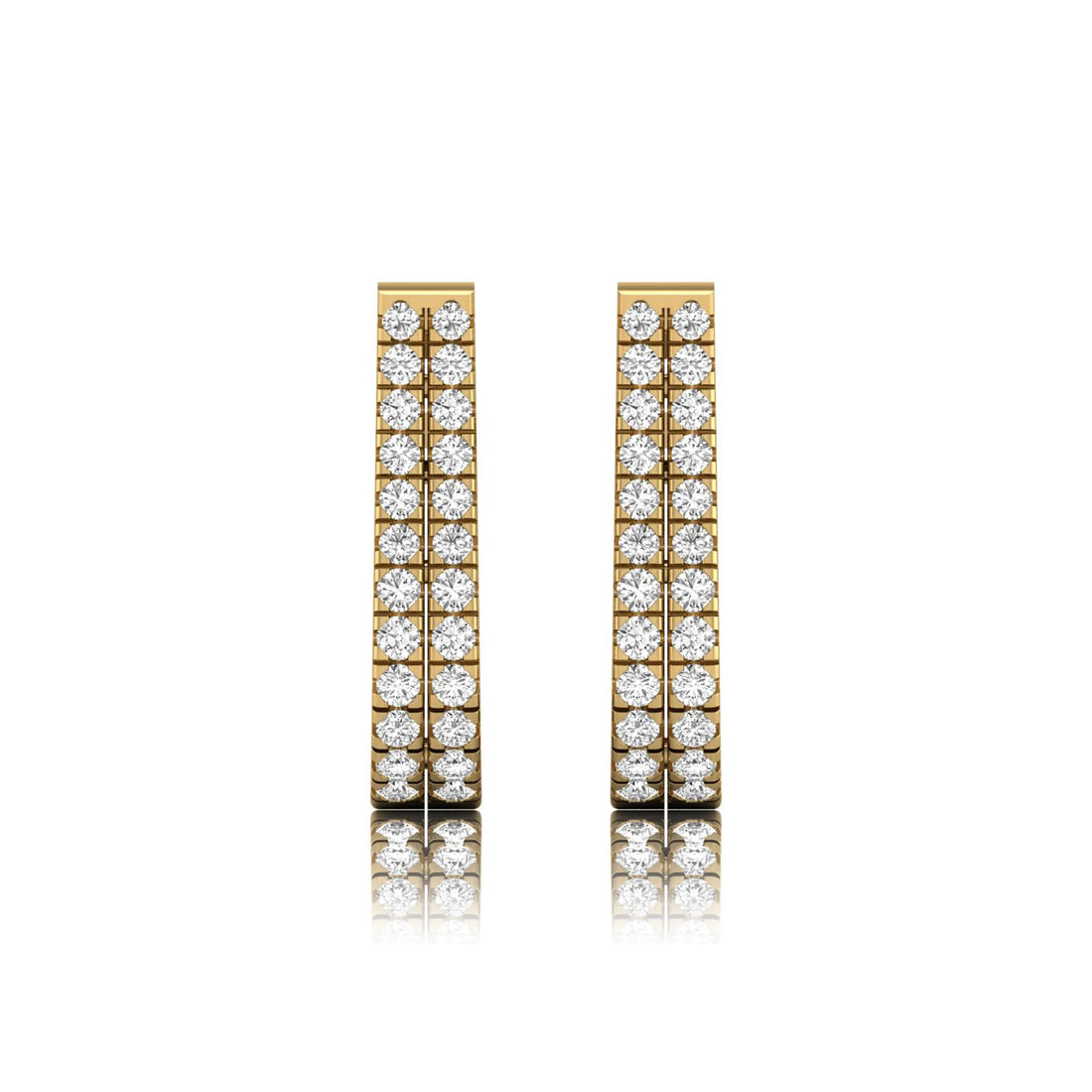 OctaPearl Double Row Round Lab Grown Diamond Huggie Hoop Earrings