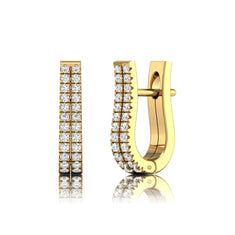 OctaPearl Double Row Round Lab Grown Diamond Huggie Hoop Earrings