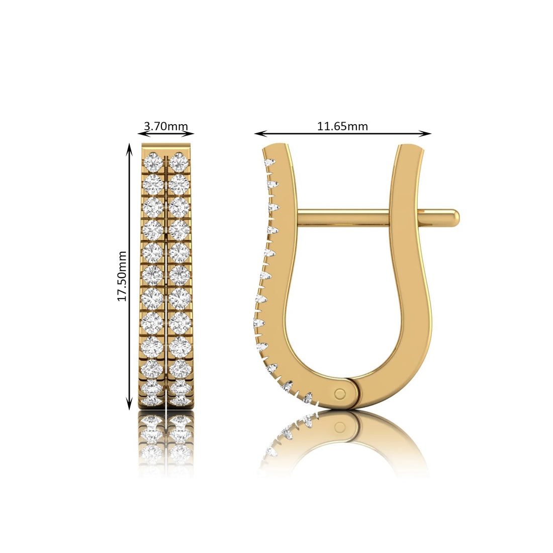 OctaPearl Double Row Round Lab Grown Diamond Huggie Hoop Earrings