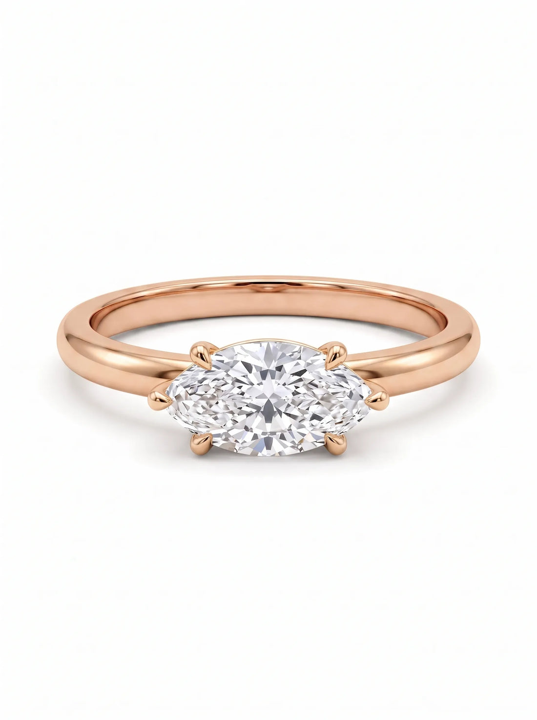 OctaPearl 1 ct East-West Marquise Lab Grown Diamond Solitaire Engagement Ring