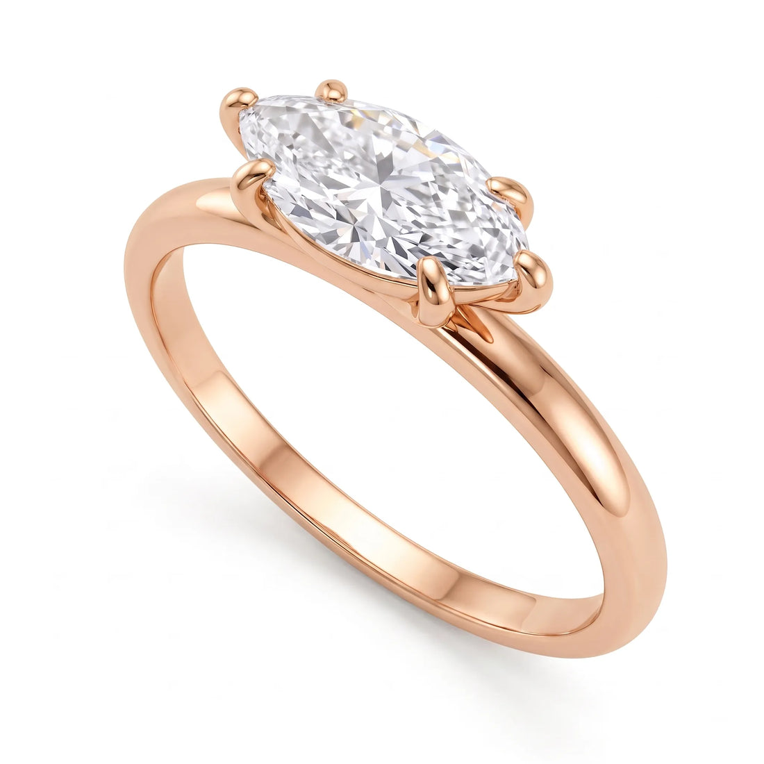 OctaPearl 1 ct East-West Marquise Lab Grown Diamond Solitaire Engagement Ring