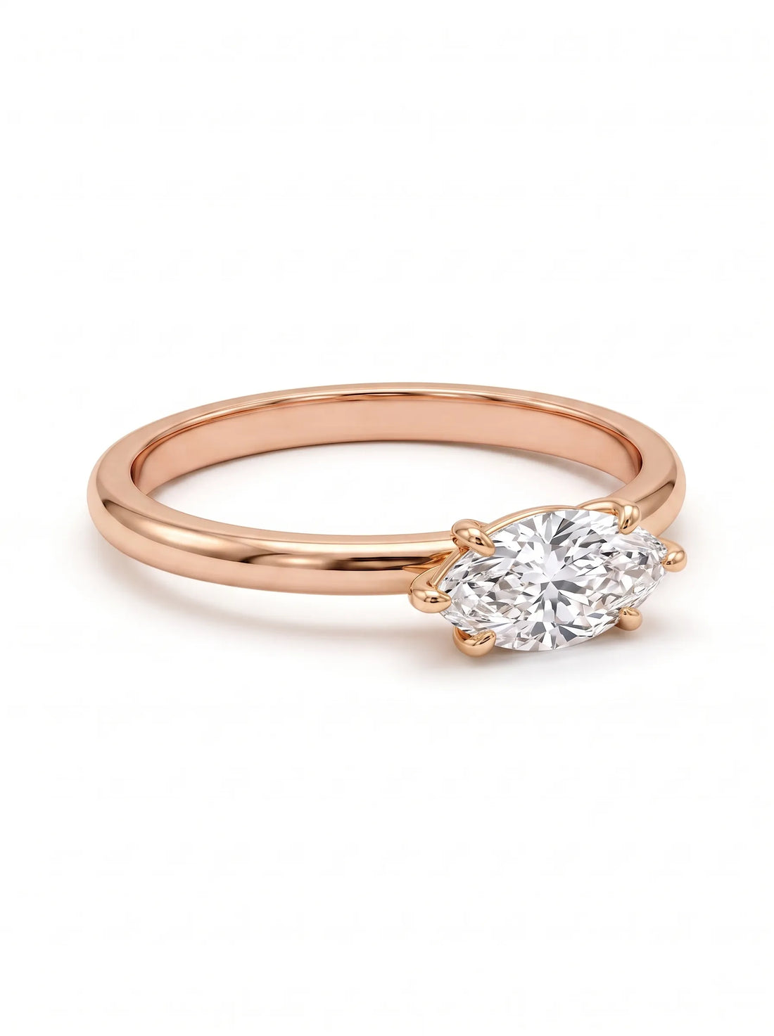OctaPearl 1 ct East-West Marquise Lab Grown Diamond Solitaire Engagement Ring