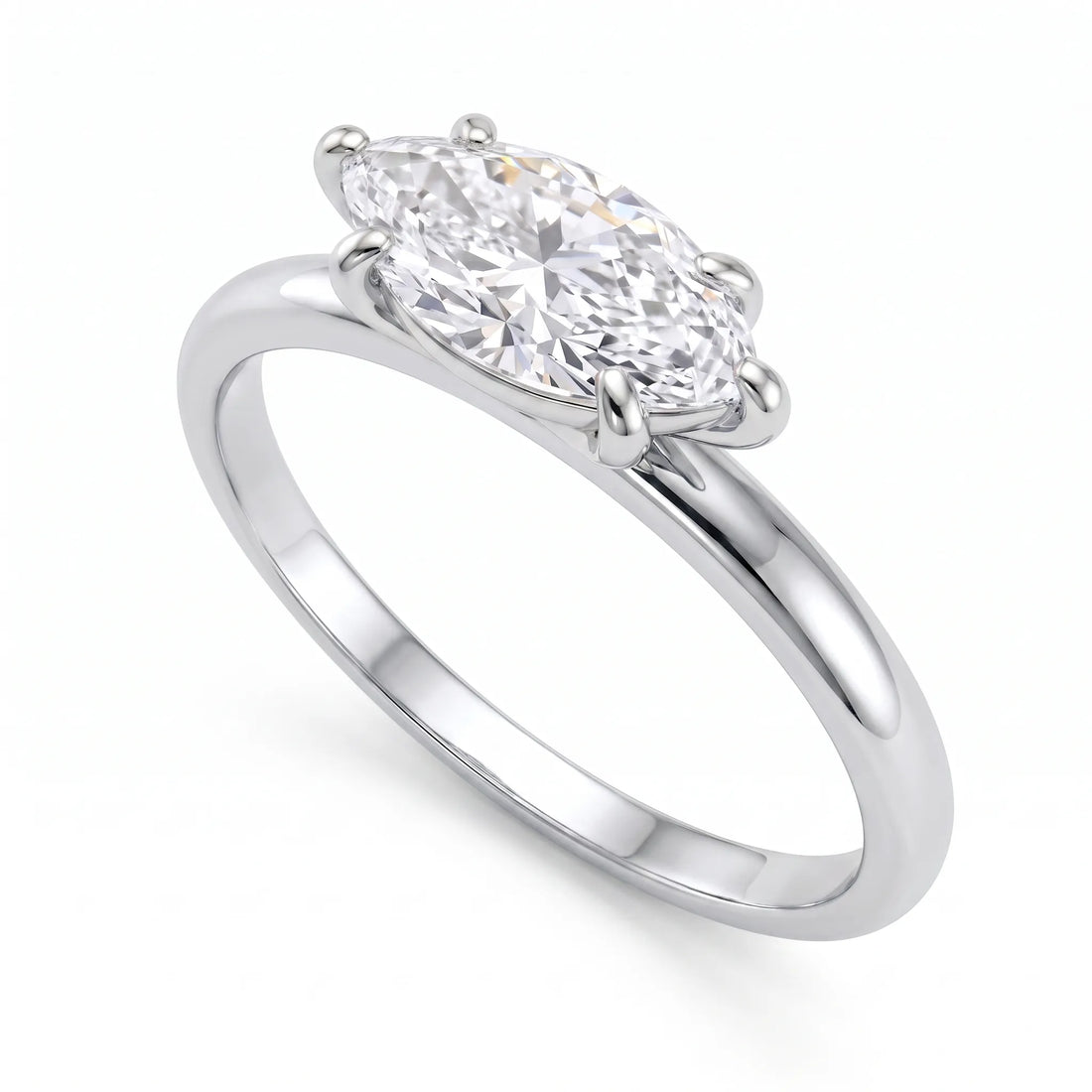 OctaPearl 1 ct East-West Marquise Lab Grown Diamond Solitaire Engagement Ring