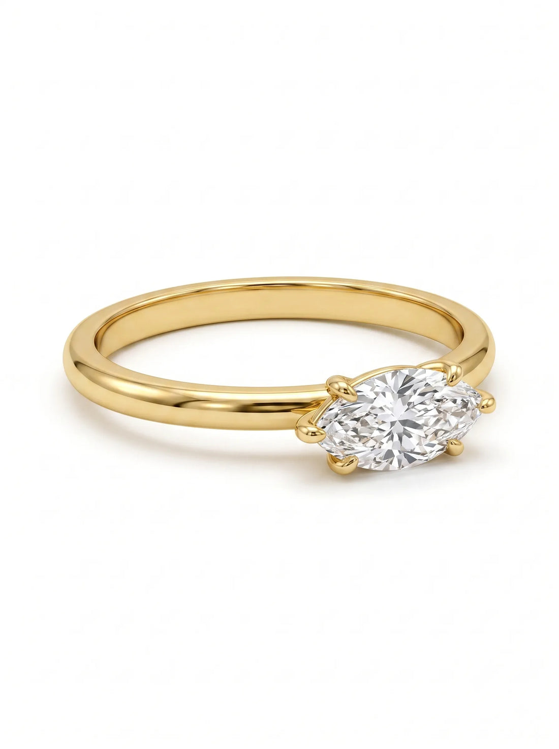 OctaPearl 1 ct East-West Marquise Lab Grown Diamond Solitaire Engagement Ring
