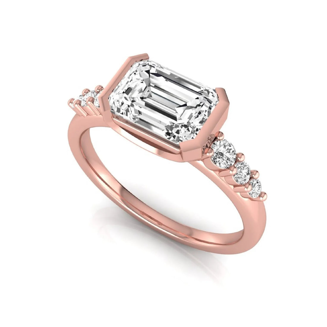 OctaPearl 1.5 ct Emerald Bezel Set Lab Grown Diamond Engagement Ring