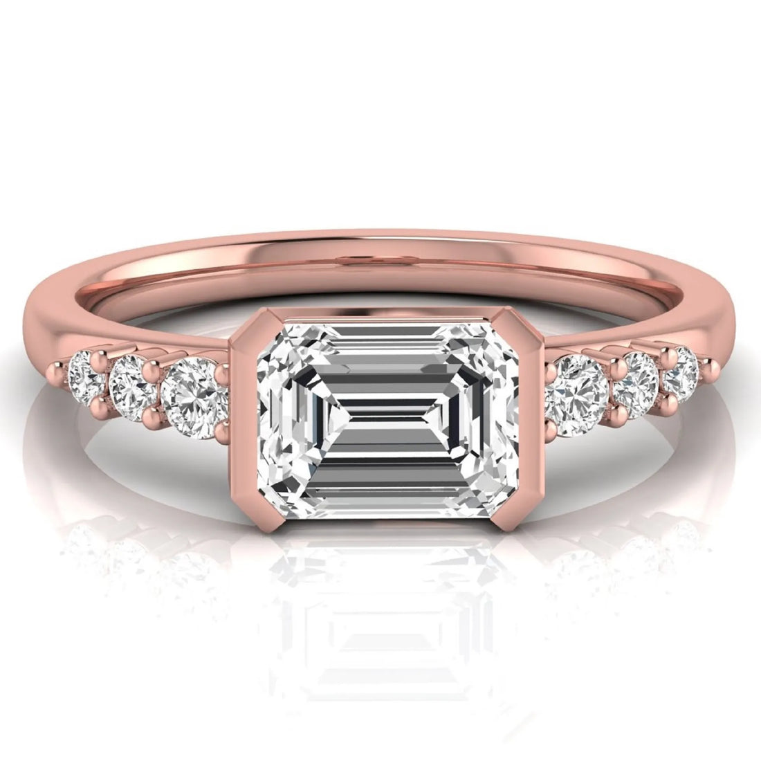 OctaPearl 1.5 ct Emerald Bezel Set Lab Grown Diamond Engagement Ring