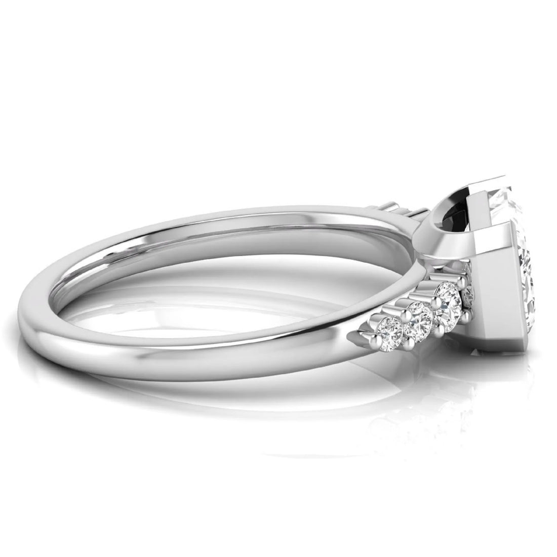 OctaPearl 1.5 ct Emerald Bezel Set Lab Grown Diamond Engagement Ring