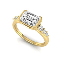 OctaPearl 1.5 ct Emerald Bezel Set Lab Grown Diamond Engagement Ring - alternate view