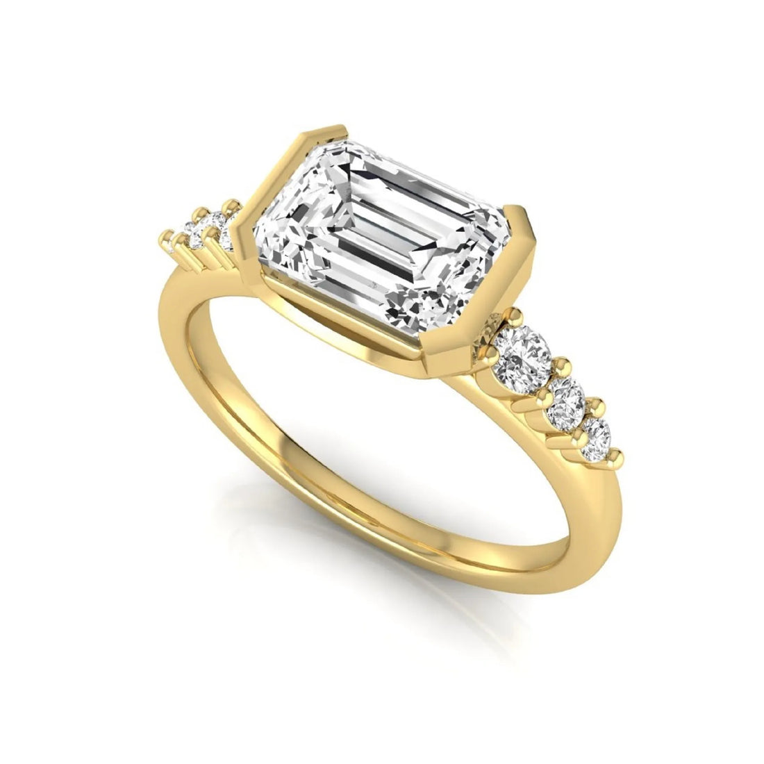 OctaPearl 1.5 ct Emerald Bezel Set Lab Grown Diamond Engagement Ring