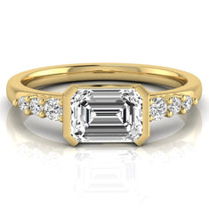 OctaPearl 1.5 ct Emerald Bezel Set Lab Grown Diamond Engagement Ring