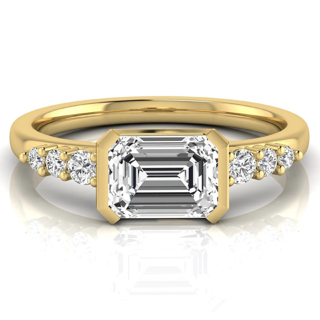 OctaPearl 1.5 ct Emerald Bezel Set Lab Grown Diamond Engagement Ring