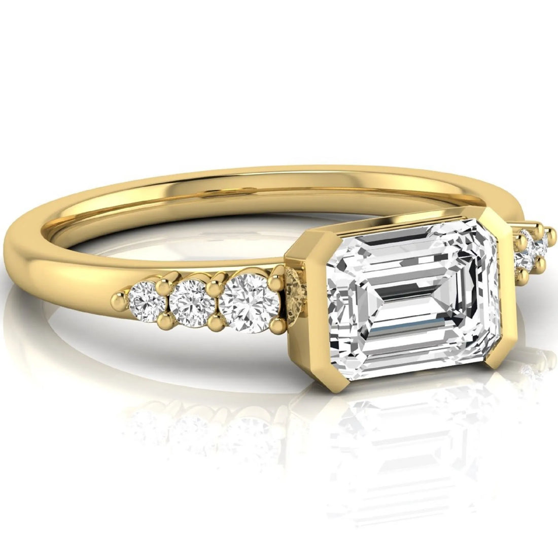 OctaPearl 1.5 ct Emerald Bezel Set Lab Grown Diamond Engagement Ring