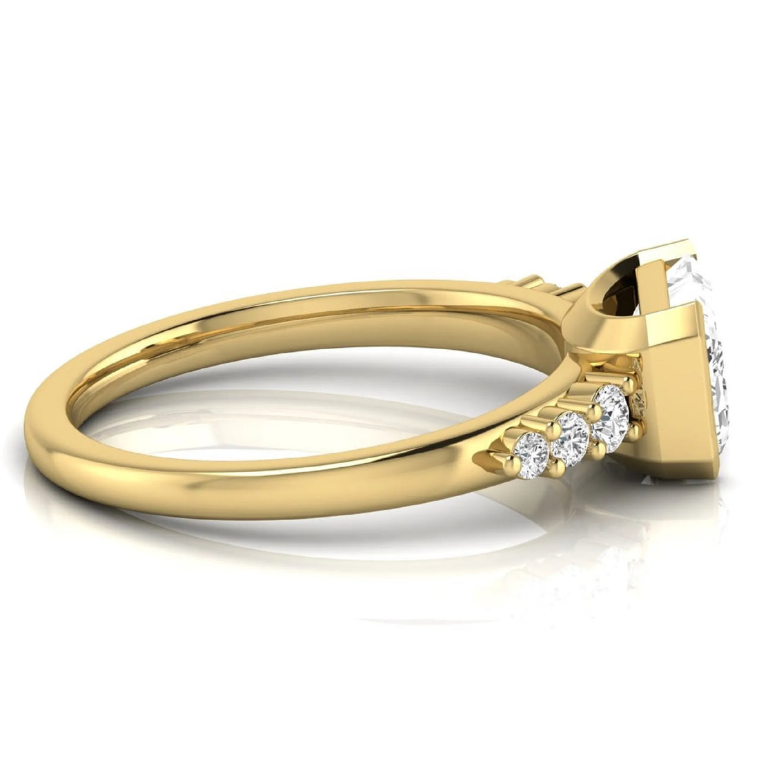 OctaPearl 1.5 ct Emerald Bezel Set Lab Grown Diamond Engagement Ring