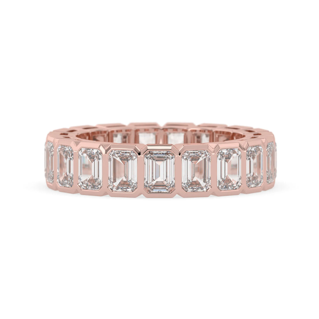 OctaPearl Bezel Set Emerald Lab Grown Diamond Full Eternity Wedding Band