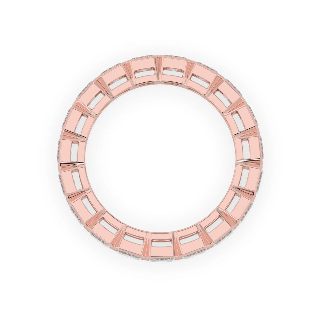 OctaPearl Bezel Set Emerald Lab Grown Diamond Full Eternity Wedding Band