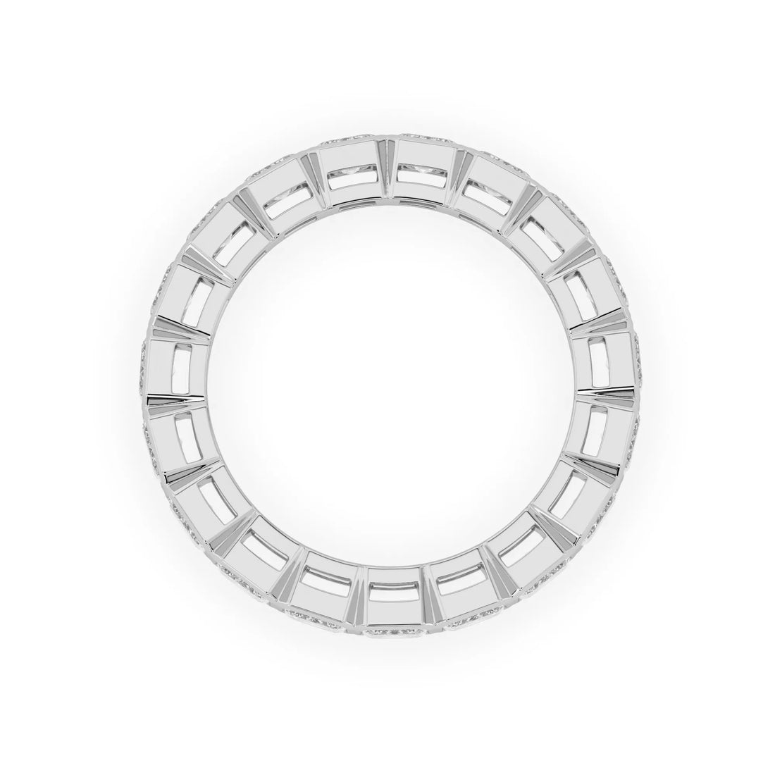 OctaPearl Bezel Set Emerald Lab Grown Diamond Full Eternity Wedding Band