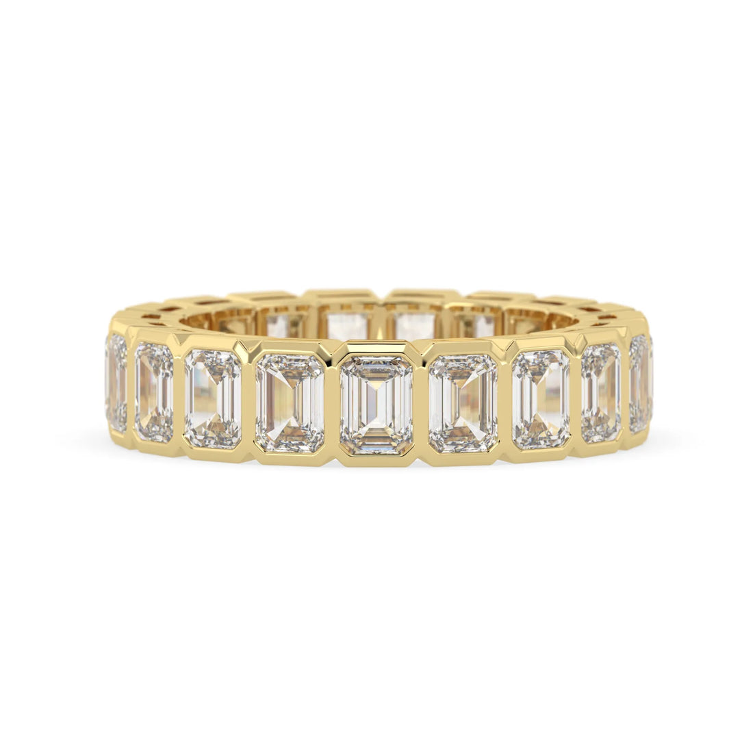 OctaPearl Bezel Set Emerald Lab Grown Diamond Full Eternity Wedding Band
