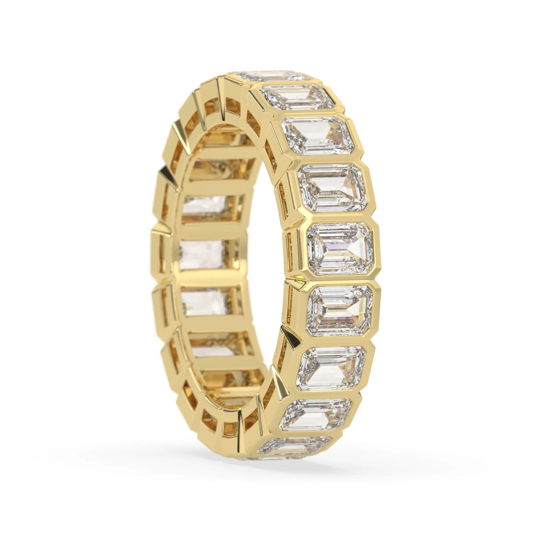 OctaPearl Bezel Set Emerald Lab Grown Diamond Full Eternity Wedding Band