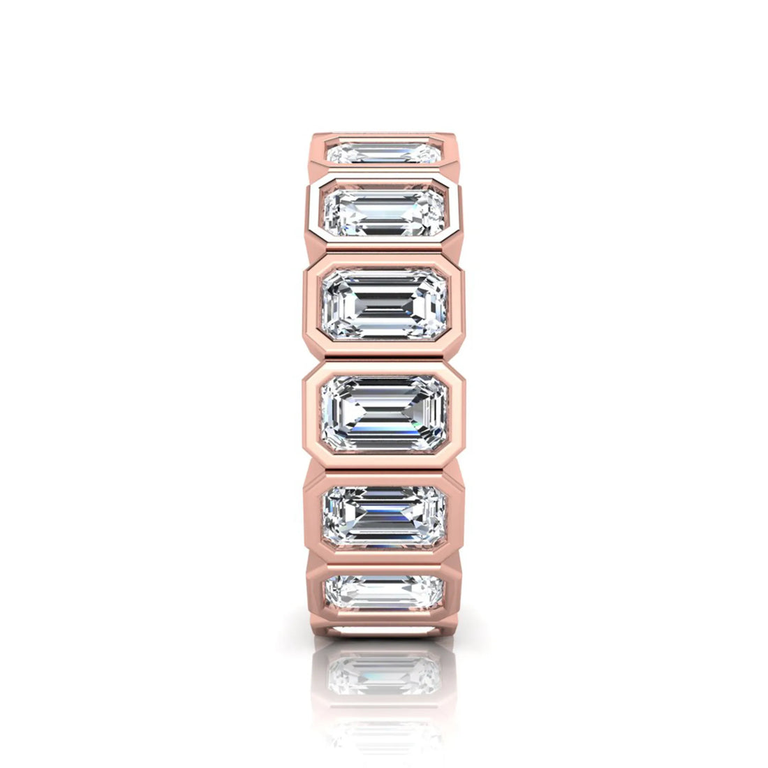 OctaPearl Bezel Set Emerald Cut Lab Grown Diamond Full Eternity Wedding Band