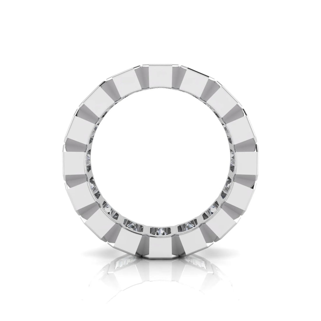 OctaPearl Bezel Set Emerald Cut Lab Grown Diamond Full Eternity Wedding Band