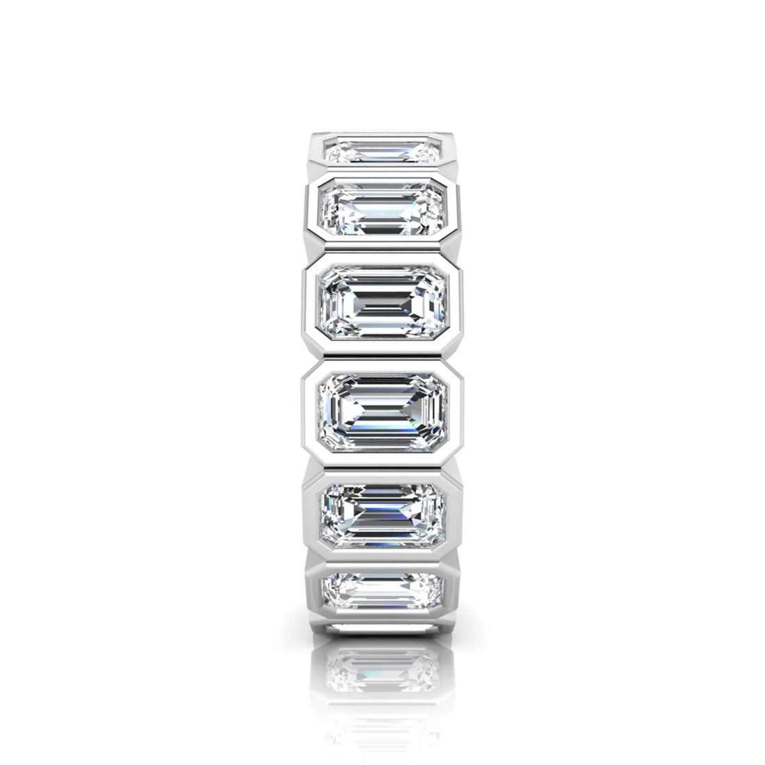 OctaPearl Bezel Set Emerald Cut Lab Grown Diamond Full Eternity Wedding Band