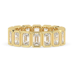 OctaPearl Bezel Set Emerald Cut Lab Grown Diamond Full Eternity Wedding Band
