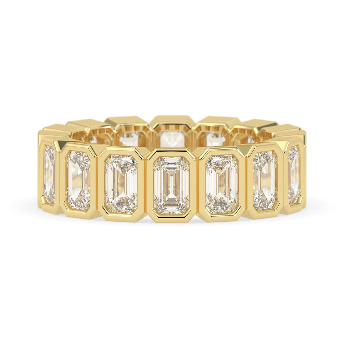 OctaPearl Bezel Set Emerald Cut Lab Grown Diamond Full Eternity Wedding Band