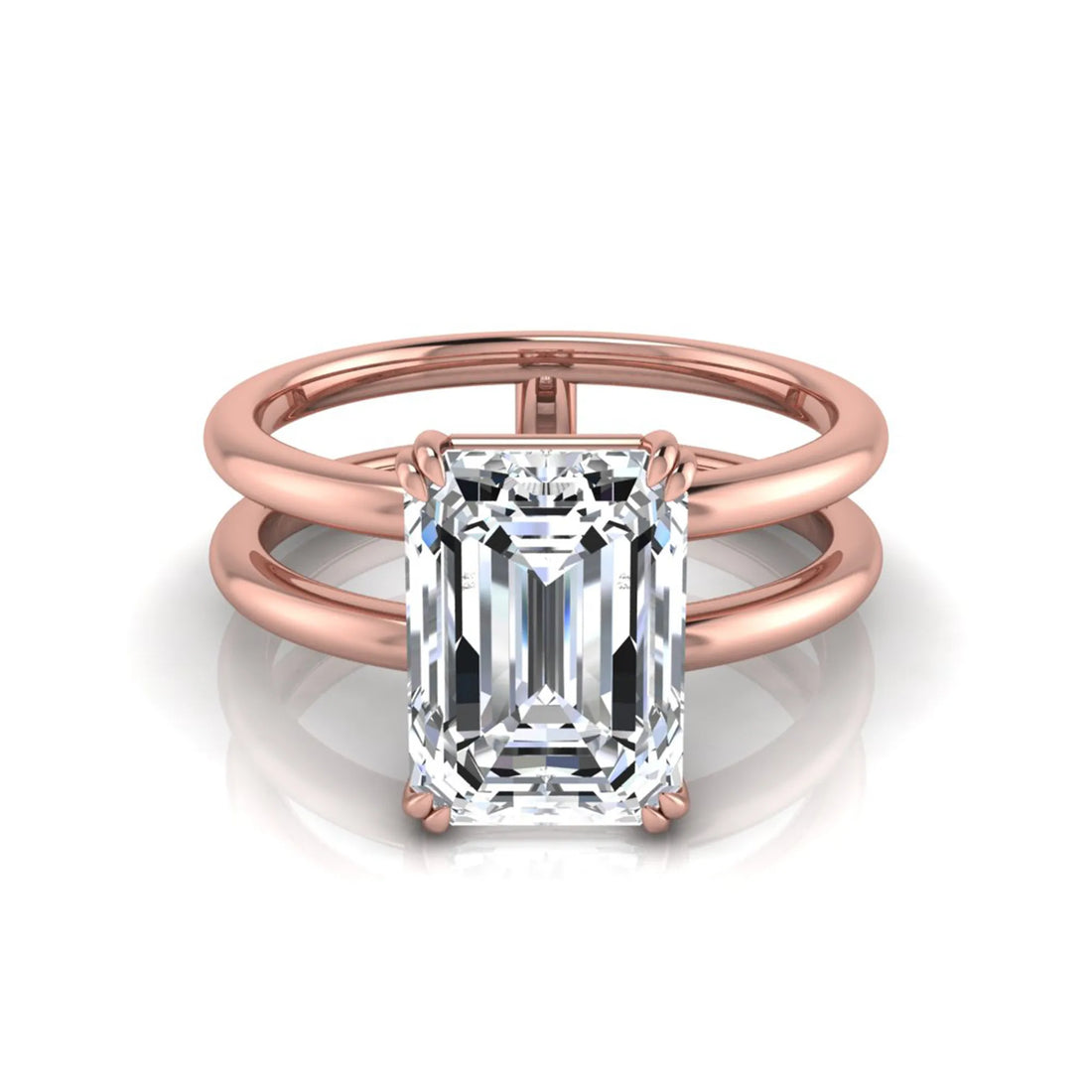 OctaPearl 3 ct Emerald Cut Double Band Lab Grown Diamond Engagement Ring