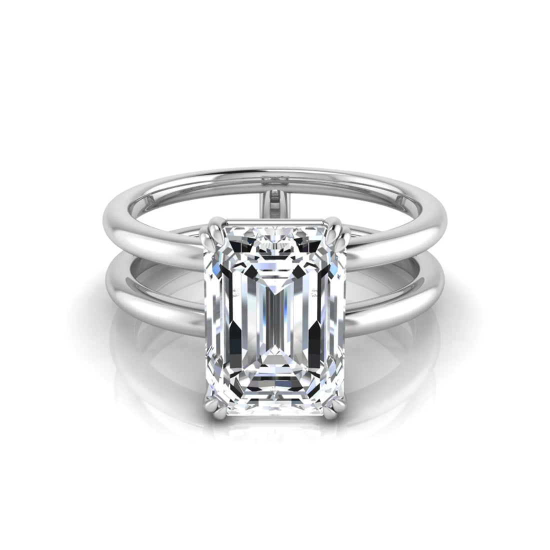 OctaPearl 3 ct Emerald Cut Double Band Lab Grown Diamond Engagement Ring
