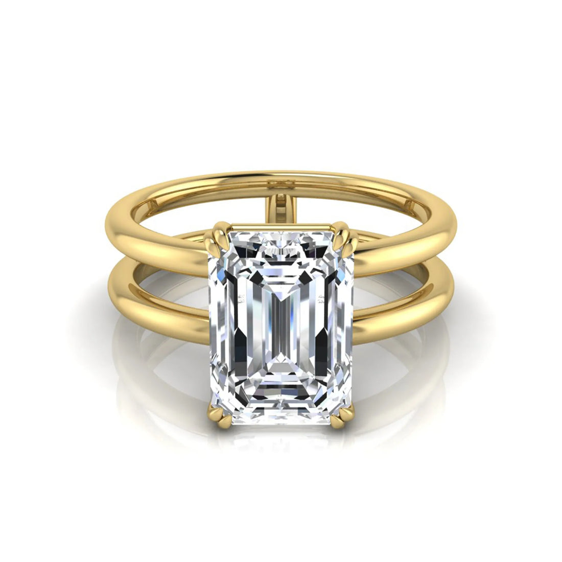 OctaPearl 3 ct Emerald Cut Double Band Lab Grown Diamond Engagement Ring