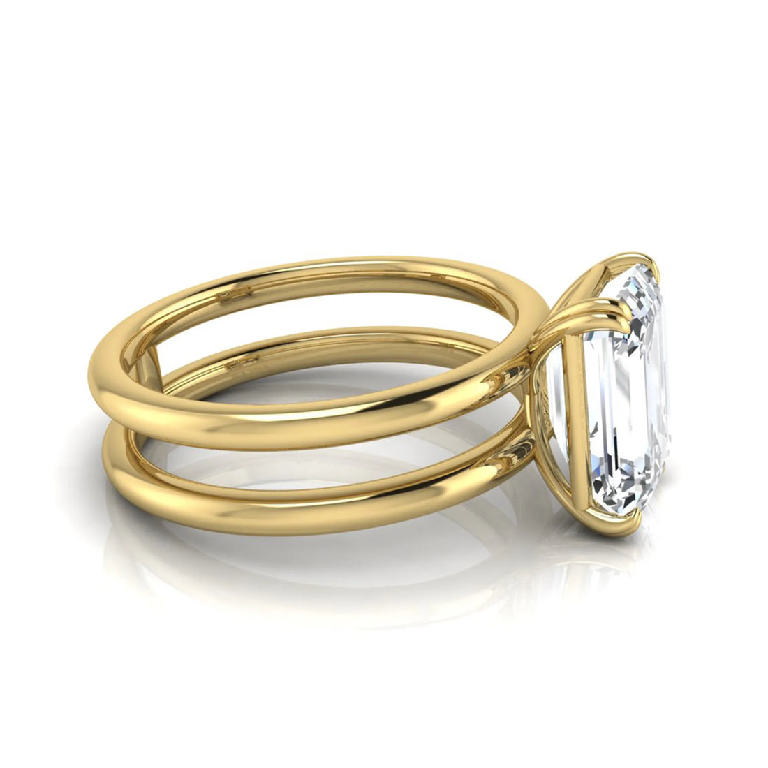 OctaPearl 3 ct Emerald Cut Double Band Lab Grown Diamond Engagement Ring