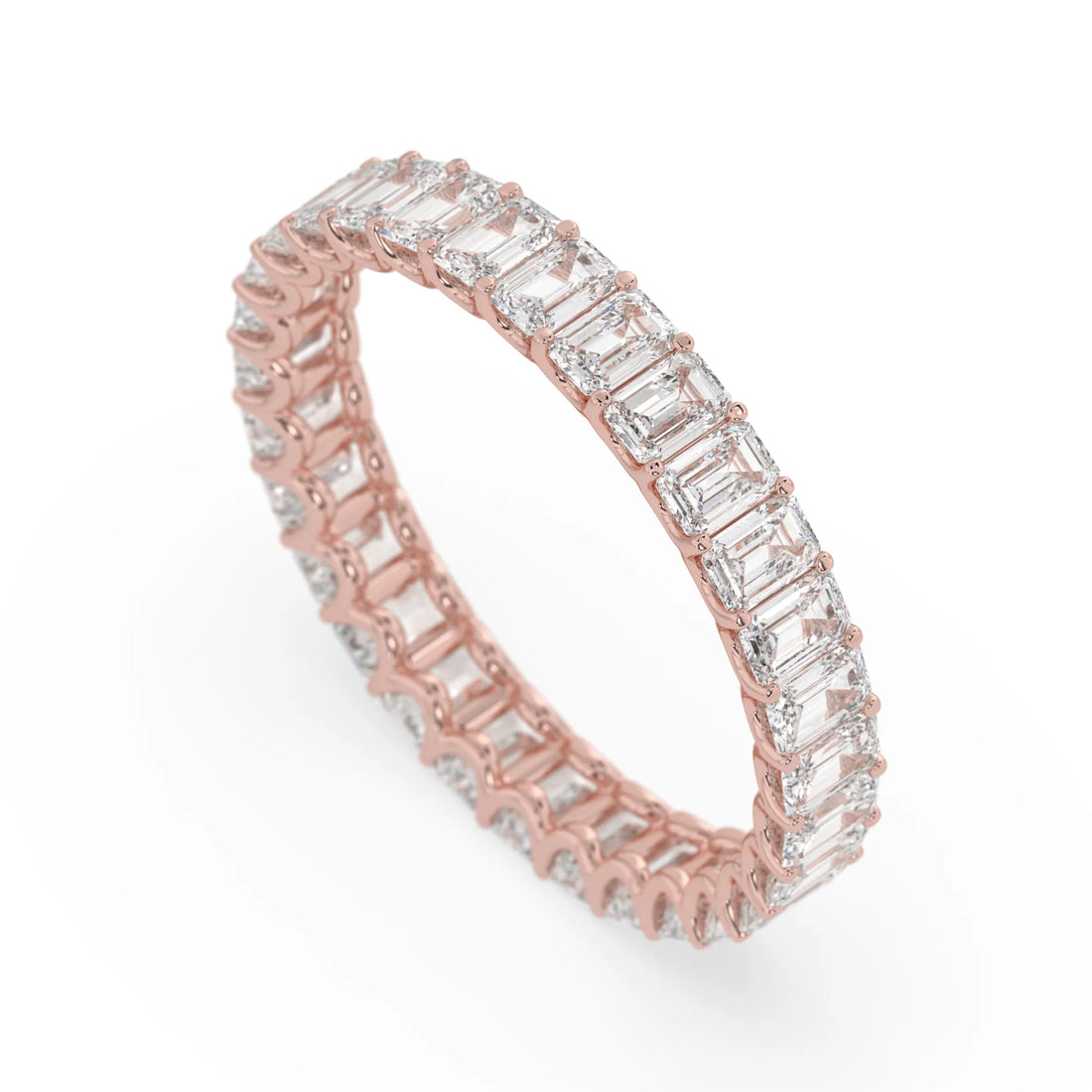 OctaPearl Emerald Cut Lab Grown Diamond Full Eternity Wedding Band