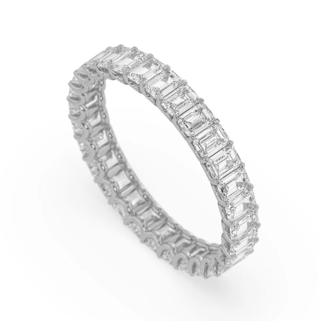OctaPearl Emerald Cut Lab Grown Diamond Full Eternity Wedding Band