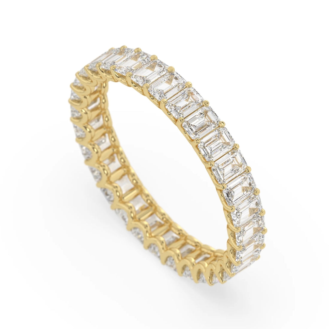 OctaPearl Emerald Cut Lab Grown Diamond Full Eternity Wedding Band