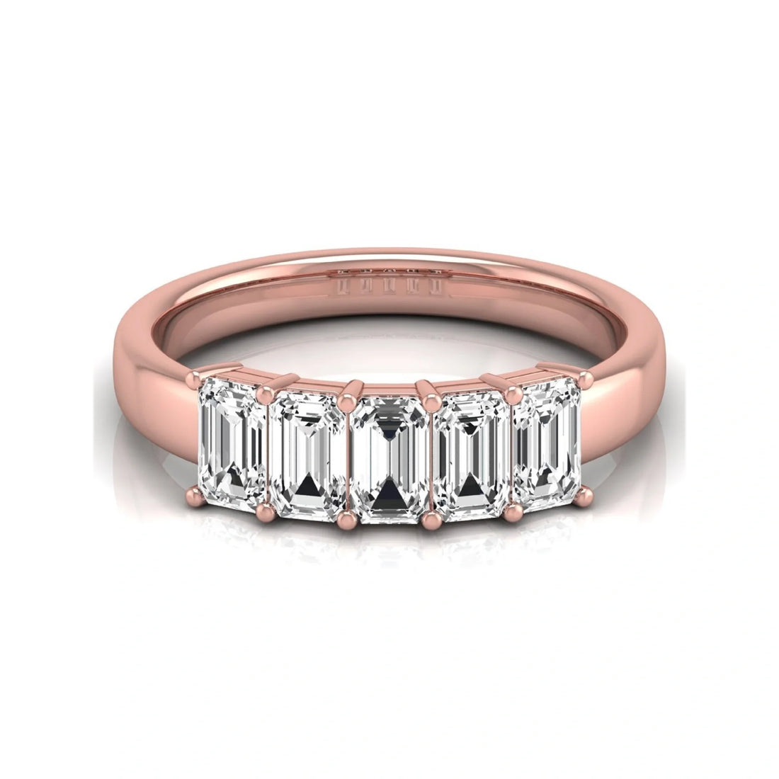 OctaPearl Emerald Cut Lab Grown Diamond Five Stone Engagement Ring