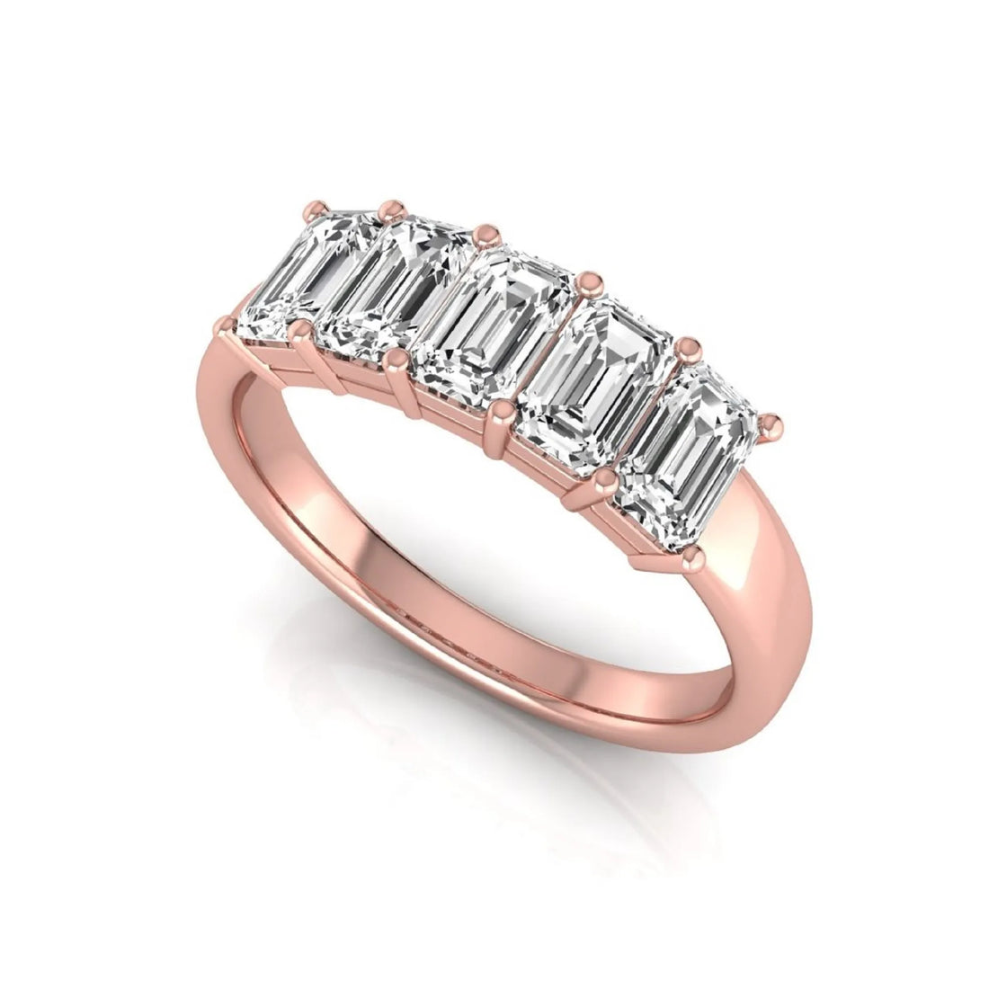 OctaPearl Emerald Cut Lab Grown Diamond Five Stone Engagement Ring