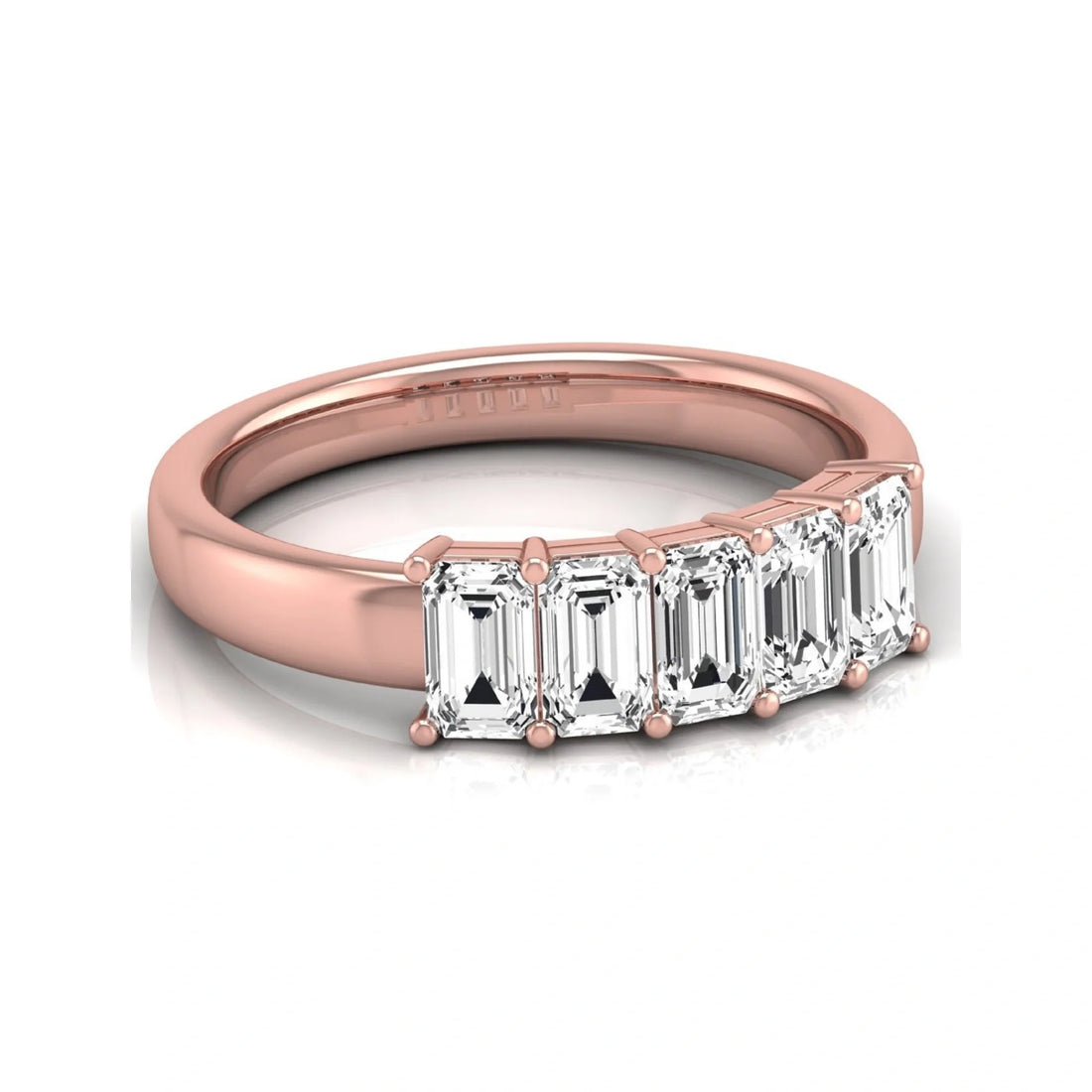 OctaPearl Emerald Cut Lab Grown Diamond Five Stone Engagement Ring