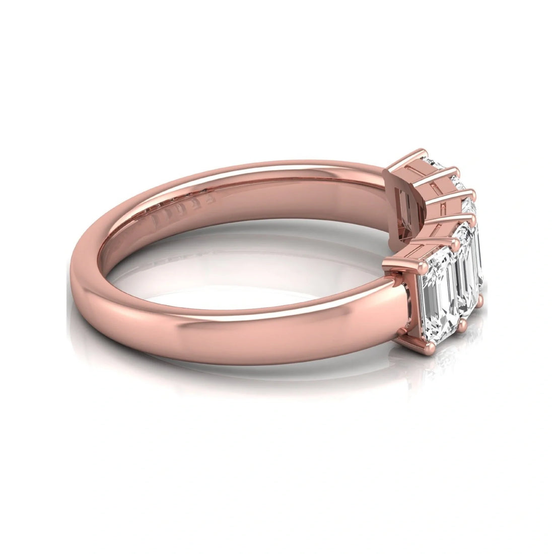 OctaPearl Emerald Cut Lab Grown Diamond Five Stone Engagement Ring