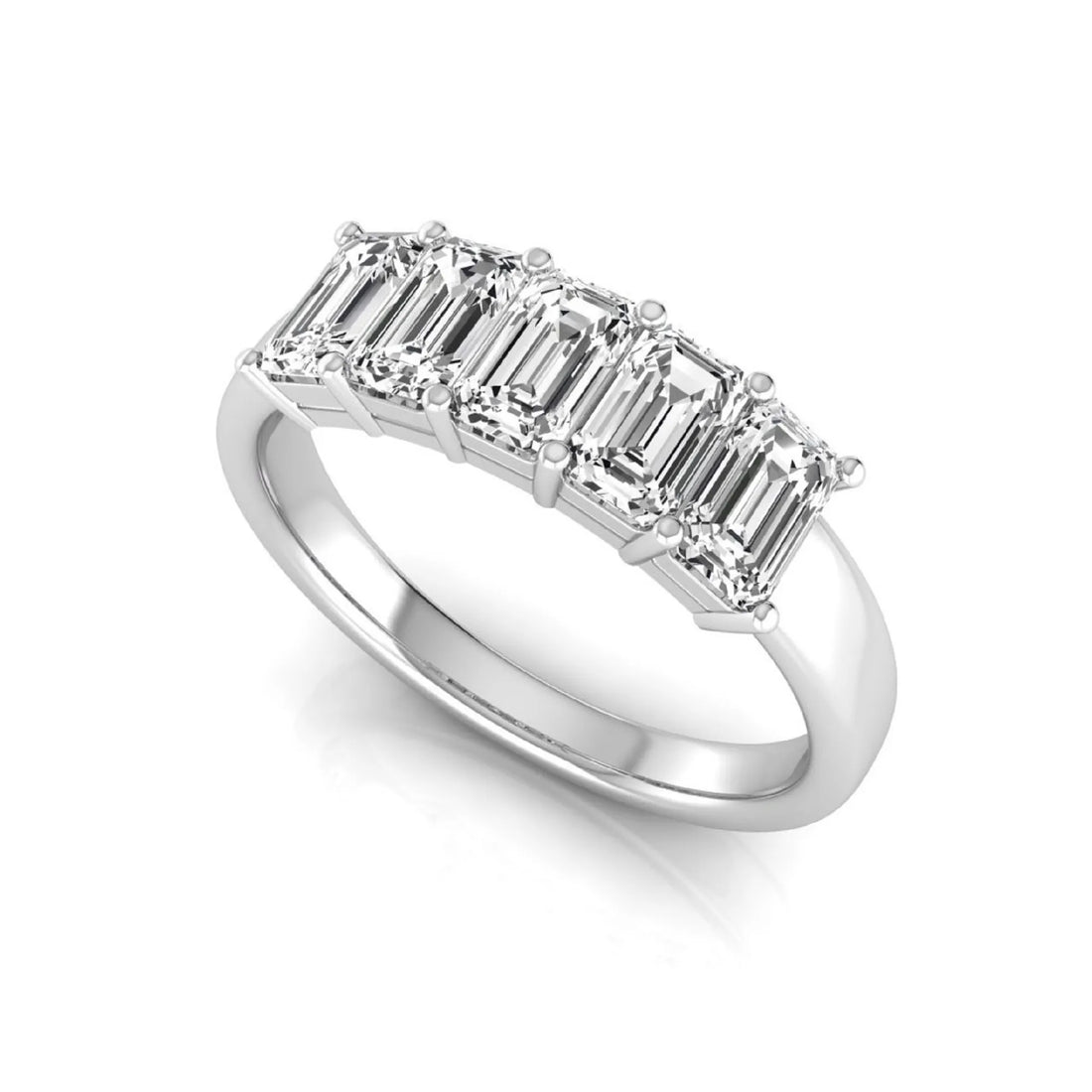 OctaPearl Emerald Cut Lab Grown Diamond Five Stone Engagement Ring