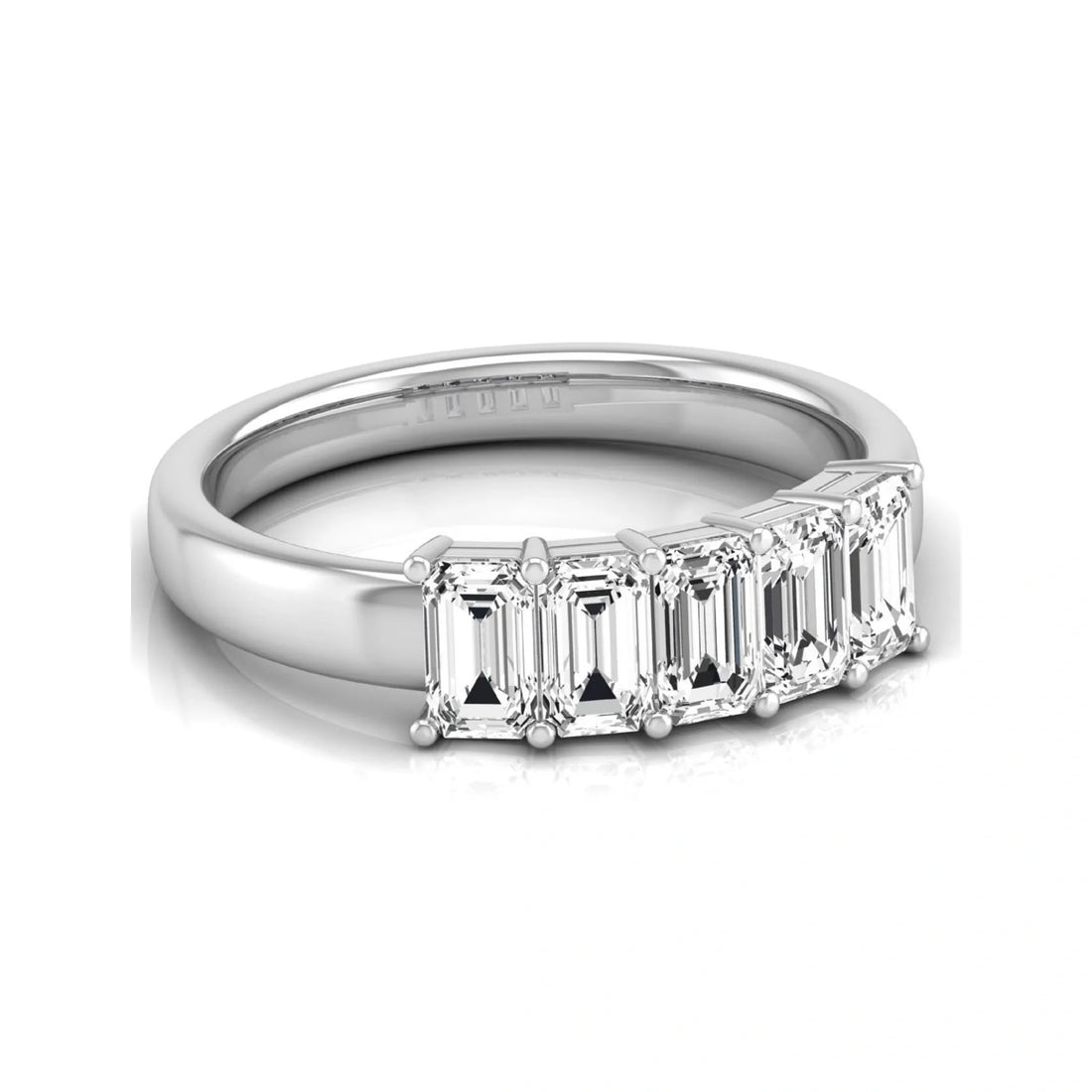OctaPearl Emerald Cut Lab Grown Diamond Five Stone Engagement Ring