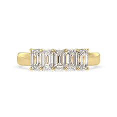 OctaPearl Emerald Cut Lab Grown Diamond Five Stone Engagement Ring